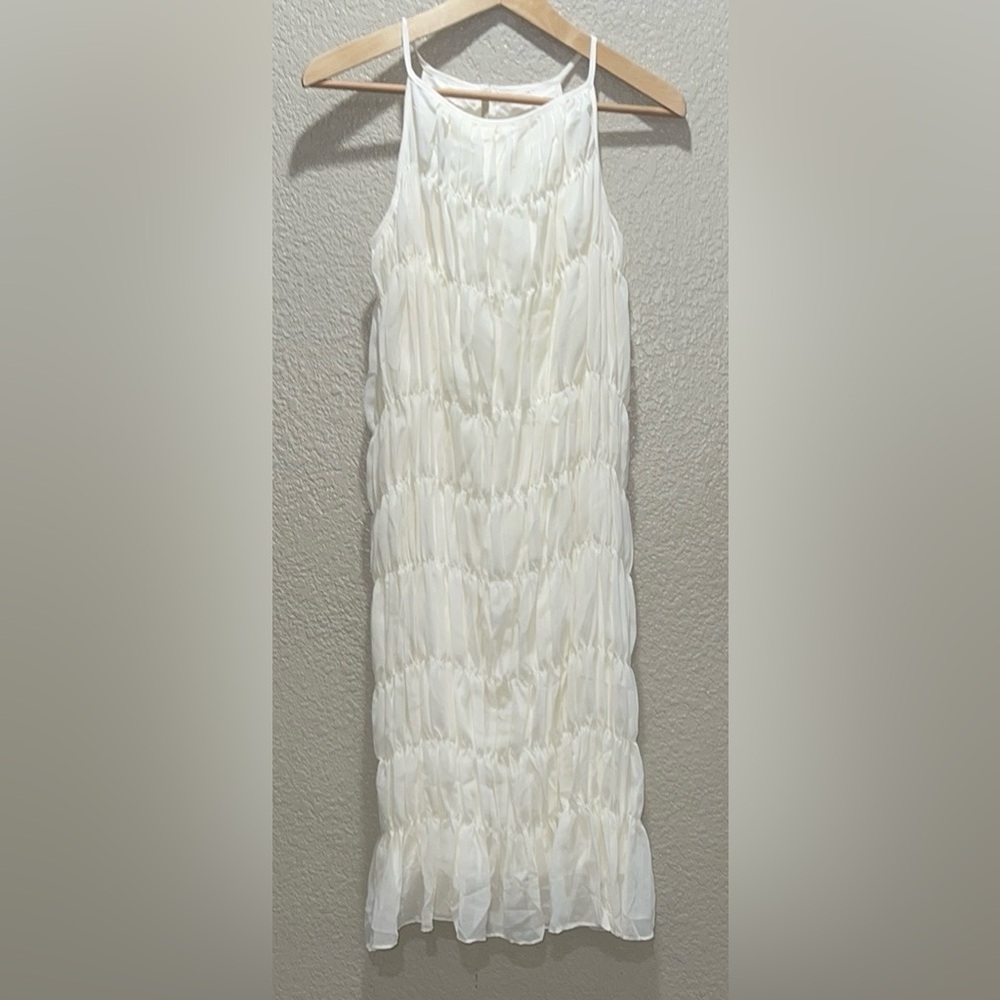 Elegant off White Ruched Dress